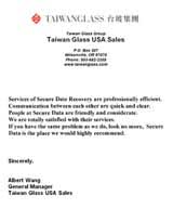 Taiwan Glass USA Sales