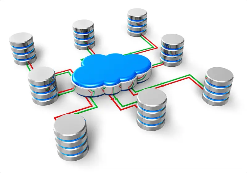 A graphic showing the centralized concept of cloud storage.