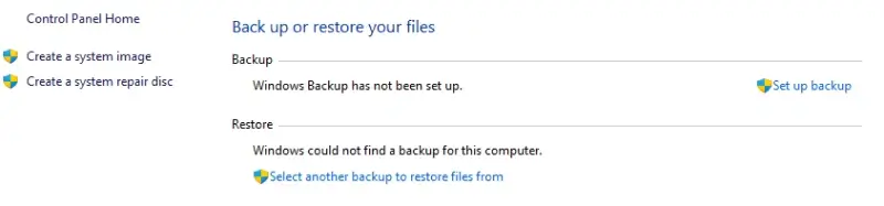 An image showing how to create a system image on Windows.