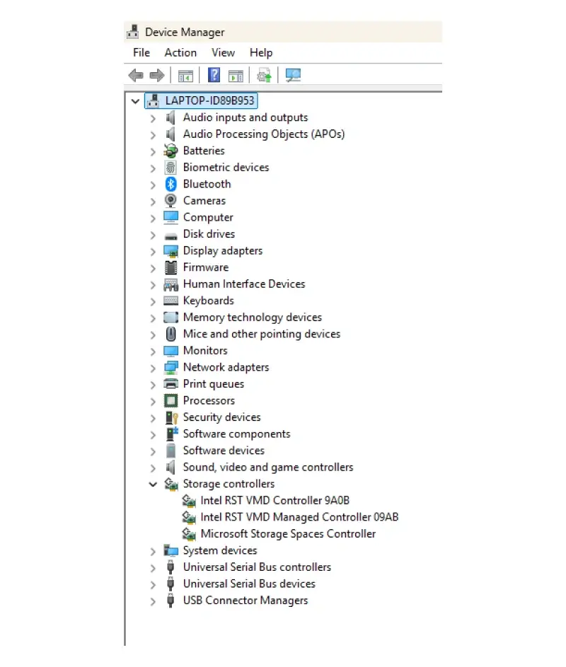 Expand the corresponding category in Device Manager