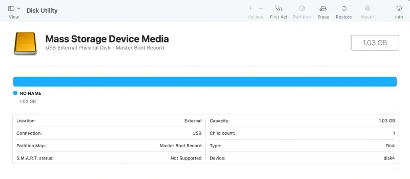 Disk Utility erase button