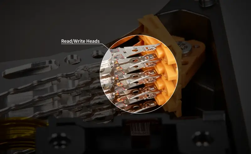 An image highlighting read/write heads in the parking ramp.