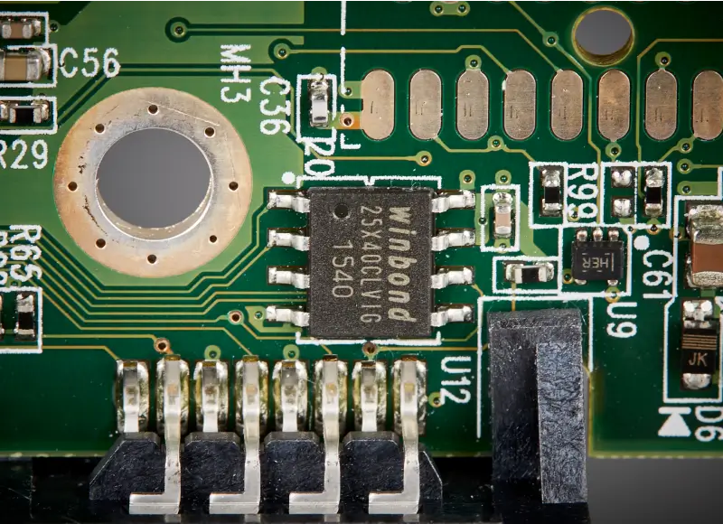 A close-up image of a disk’s read-only memory (ROM) chip.
