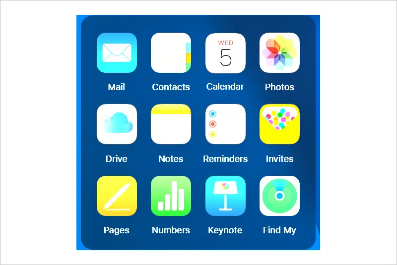 A screenshot showing the Find My option on the iCloud website.