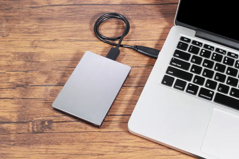 An external hard drive connected to a Mac.