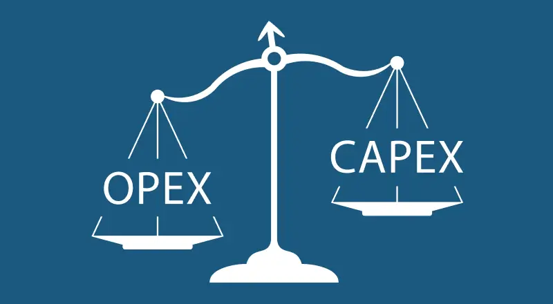 A representation of operating expenses and capital expenses on scales.