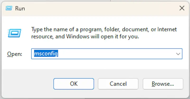 Type msconfig and press ok