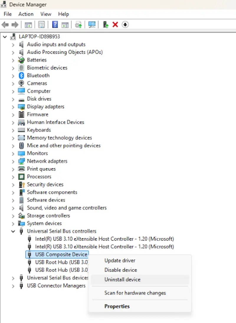 Select uninstall device