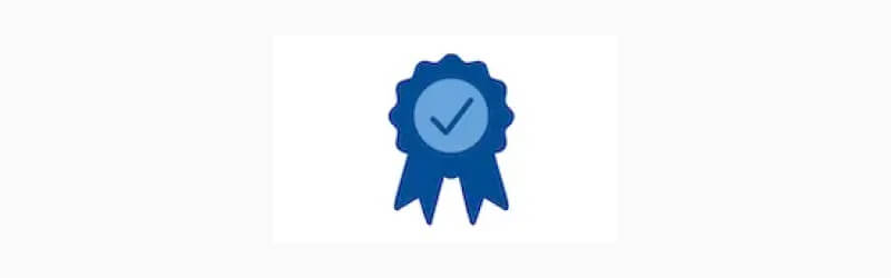 A ribbon icon that signifies certified data recovery services.