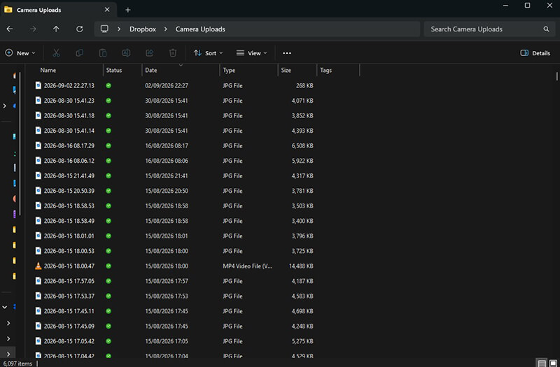 A screenshot of the Dropbox folder in File Explorer on Windows.