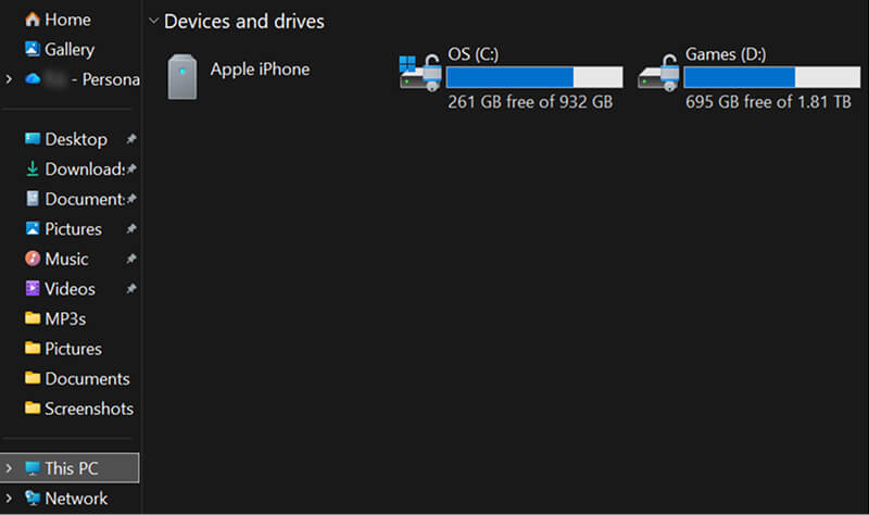 A screenshot of an Apple iPhone in File Explorer.