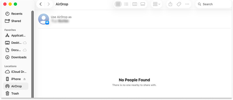 A screenshot of the AirDrop screen in Finder on Mac.