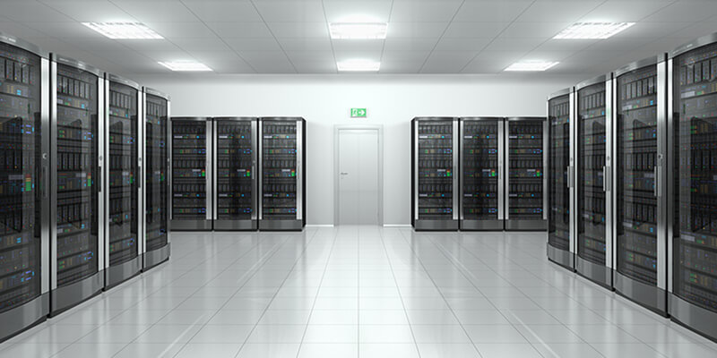 An image of a server room in a data center.