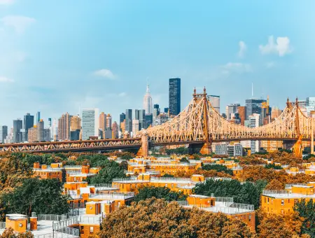 Aerial view of Queensbridge Houses and Queensboro Bridge